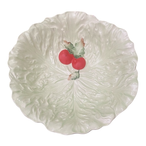 Vtg Carlton Ware ceramic lettuce leaf & tomato salad bowl & matching spoon rest - Picture 5 of 16